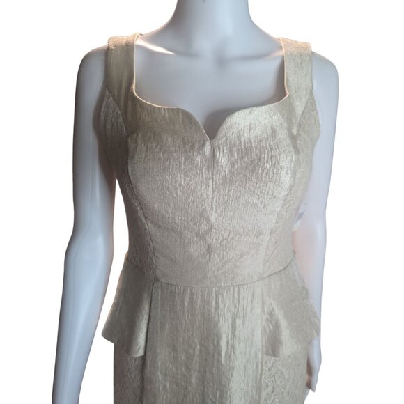 NWT London Times Champagne Peplum Sheath Dress Weddings Cocktail Parties sz 4 - Picture 2 of 12